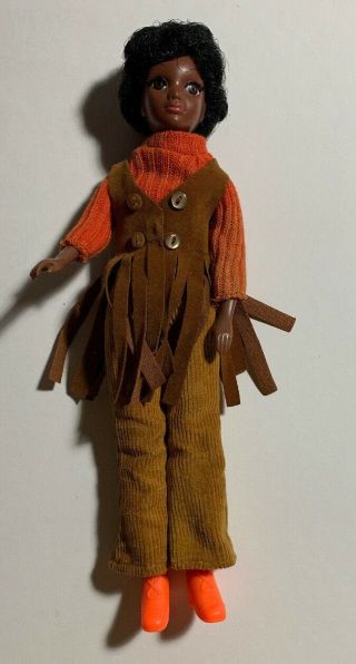 Vintage 1971 Hasbro World Of Love “soul” Doll In Suede Fringed Vest Outfit