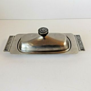 Vintage International Decorator Stainless Steel Butter Dish Tray Lid 18 - 8 Mcm