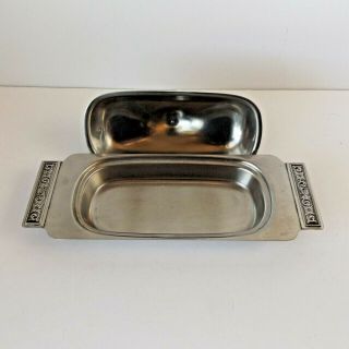 Vintage International Decorator Stainless Steel Butter Dish Tray Lid 18 - 8 MCM 3