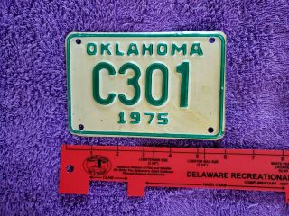 Gr8 1975 Oklahoma Motorcycle License Plate Tag Number C301 Vintage Ok Mc