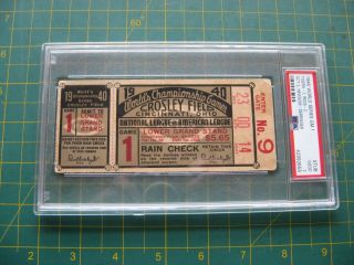 Vintage Baseball World Series Ticket Stub Psa 1940 Game 1 Tigers Reds Psa 2 Nr
