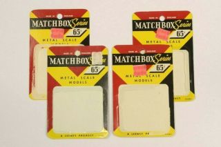 Set Of 4 Vintage Lesney Matchbox Series Blister Pack Package Cards (circa 1964?)