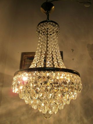 Antique Vnt French Swarovski Crystal Chandelier Lamp 1960 