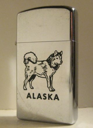 1976 Slim Souvenir Zippo Alaska Husky Sled Dog