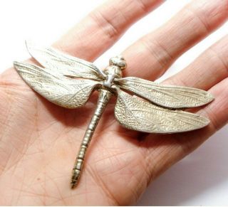 Very Large Vintage Or Antique Silver Dragonfly Brooch