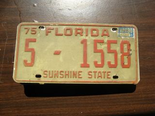 1975 75 1980 80 Florida Fl License Plate Tag 5 - 1558 Polk County