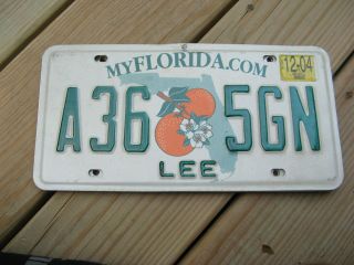 2004 04 Florida Fl License Plate A36 5gn Lee County