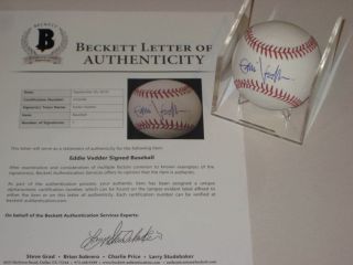 Eddie Vedder (pearl Jam) Signed Official Mlb Baseball W/ Beckett Loa