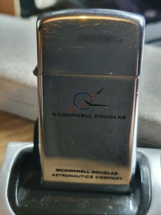 Mcdonnell Douglas Astronautics On A 1969 Slim High Polished Chrome Zippo Lighter