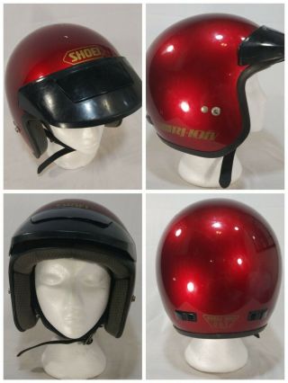 Vintage Shoei Rj - 101v Motorcycle Helmet Open Face,  Size Large.  Red