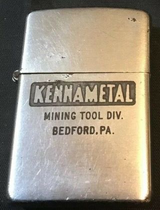 Vintage 1940’s Zippo Lighter Kennametal Mining Tool Div.  Bedford Pa.  Adv.  Nr