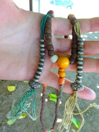 An Antique Tibetan Mala Prayer Beads Silver Coral & Turquoise
