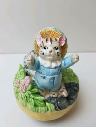 Vtg Schmid Beatrix Potter Wind Up Figural Music Box Tom Kitten And Mittens 1989