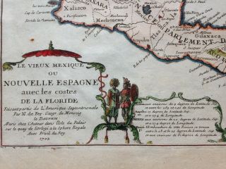 GULF OF MEXICO CENTRAL AMERICA 1702 NICOLAS DE FER UNUSUAL ANTIQUE ENGRAVED MAP 2