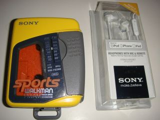 Sony Sports Walkman,  Fm/am,  Mega Bass,  Dolby (yellow) - Vintage - Exclt - Bonus