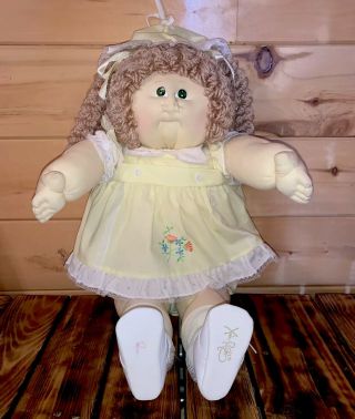 Vintage Cabbage Patch Doll 1984 Green Eyes Complete Outfit 22 " Soft Face