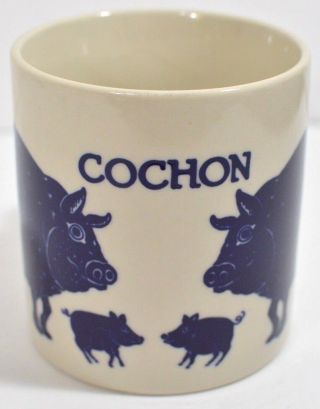 Vintage Pig Coffee Mug Cochon Cobalt Blue Taylor & Ng 1979 Farm Country Decor