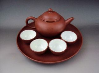 Marked Chinese Yixing Zisha Oriental Teapot Cup Dish Tea Set