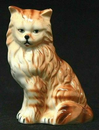 Vintage Hp Porcelain Longhaired Orange Tabby Cat Kitty,  3 1/2 " Tall,  Epoc