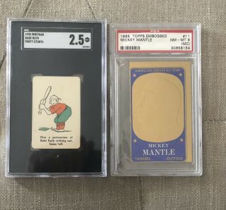 Mickey Mantle Psa Graded & Babe Ruth Sgc Graded Cards