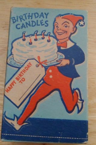 Vintage Box Of 12 Will & Baumer Birthday Candles Gnome Size 48,  1940 