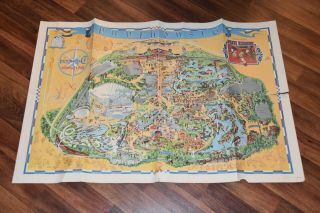 1974 Disneyland Theme Park Guide Map Poster Walt Disney Vintage Souvenir 30x45 "