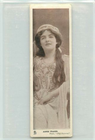 Vintage Tuck Bookmarker Postcard Series 3 Agnes Fraser,  Edwardian Stage Actress