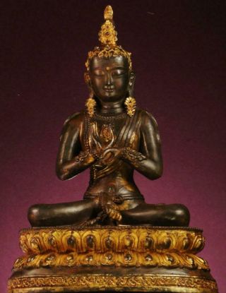 Buddha: Antique Tibetan White Tara,  Dharmachakra,  Gilt Bronze,  1800s,  18 3/8 " Tall