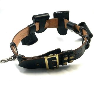 Jay - Pee Size 36 Police Leather Belt Handcuff Mace Flashlight Holders Black Vtg