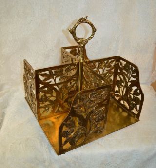 Antique Art Nouveau Brass Revolving Book Rack Carousel