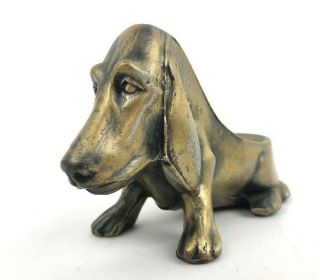 Vintage Brass Metal Basset Hound Dog Tobacco Pipe Rest Stand Holder