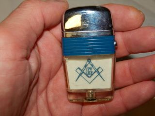 Masonic Scripto Vu Solid Bottom Lighter.  1960 