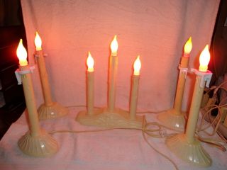 Retro Vintage Plastic Christmas Window Candolier Candle Light Set W/ Bulbs