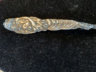 Sterling Figural Grape Spoon Woman Harvesting Grapes Covers Entire Handle Silver