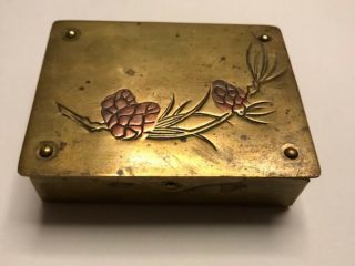 Antique German Arts And Crafts Riveted Copper Brass Stamp Box.