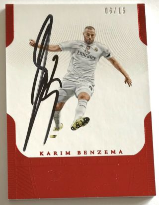 2015 - 16 Panini Flawless Soccer Karim Benzema /15 On - Card Auto Card Real Madrid
