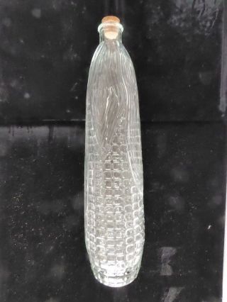 Vintage Corn Cob Shaped 13 " Very Long Msrf Molded Pressed Glass Bitters Bottle