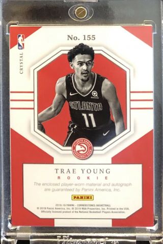 2018 - 19 Cornerstones TRAE YOUNG Crystal Quad Patch On Card Auto Rookie RC d /75 2