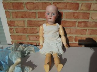 Antique J D Kestner Germany Bisque Doll 214 22 " Open Mouth Blue Eyes Jointed