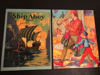 Vintage 1930s Children’s Puzzles (2) Ship Ahoy And Pied Piper Pandora Picture