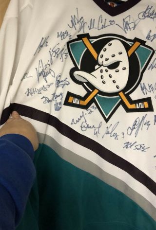 RARE 1 of a kind 1st Year 1993 Anaheim Mighty Ducks Jersey Autographed By Team 2