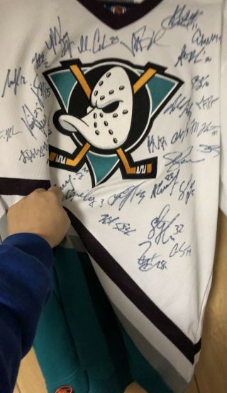 RARE 1 of a kind 1st Year 1993 Anaheim Mighty Ducks Jersey Autographed By Team 3