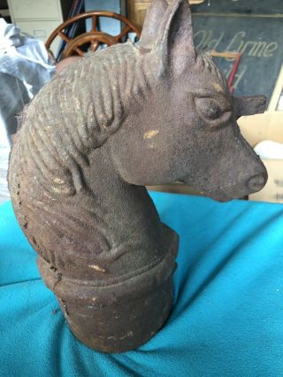 Rare Antique Cast Iron Horse Head Hitching Post Top England