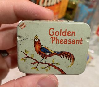 Vintage Golden Pheasant Condom Tin Prophylactic Advertising Rubber Sex Atlanta