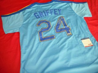 Ken Griffey Jr.  Signed Autographed Mariners Throwback Sewn Mlb Baseball Jersey