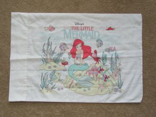 Vintage 90s The Little Mermaid Pillowcase Disney Ariel Double Sided Craft Fabric 2