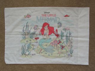 Vintage 90s The Little Mermaid Pillowcase Disney Ariel Double Sided Craft Fabric 3