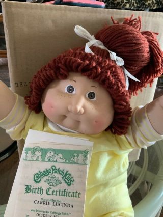 Cabbage Patch Kid Vintage 1983 Coleco Xavier Roberts Doll Certificate Freckles