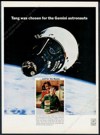 1966 Tang Orange Drink Nasa Gemini Space Capsule Photo Vintage Print Ad