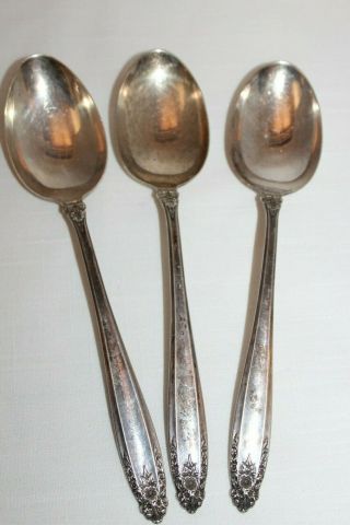3 Serving Spoons Vintage International Sterling Silver Flatware Prelude 8 1/2 "